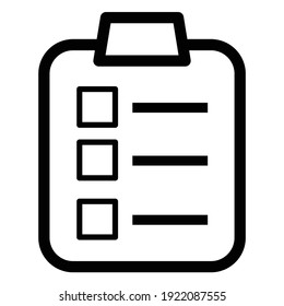 Clipboard icon vector. Task icon isolated, Extra options. Application form. Fill in the form. Report. Office documents, Survey form on clipboard symbol, outline style pictogram on white background