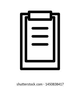 Clipboard icon vector template logo design emblem isolated illustration, document business outline solid background white