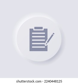 Clipboard icon, White Neumorphism soft UI Design for Web design, Application UI and more, Button, Vector.