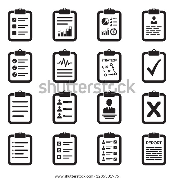 Clipboard Icons Black Flat Design Vector Stock Vector (Royalty Free