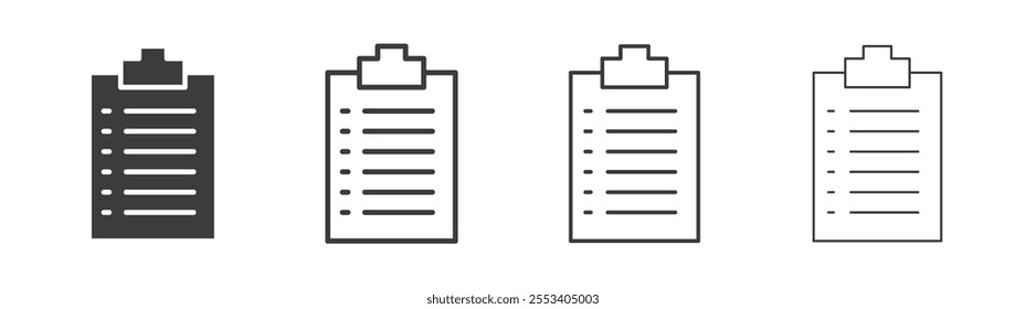 Clipboard icons collection. vector set in black color