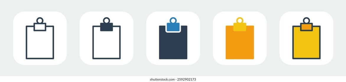clipboard icons with five different styles