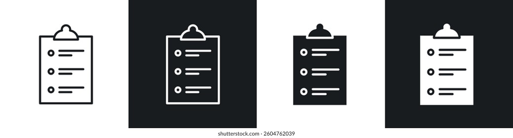 Clipboard icons in flat and linear vector illustration on white background.