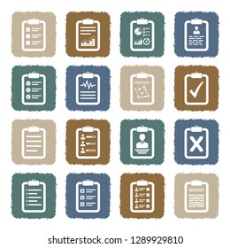 Clipboard Icons. Grunge Color Flat Design. Vector Illustration. 
