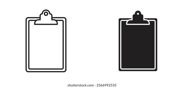 Clipboard icons in outline and fill. vector illustration for ui.