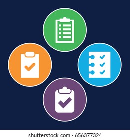 Clipboard icons set. set of 4 clipboard filled icons such as checklist