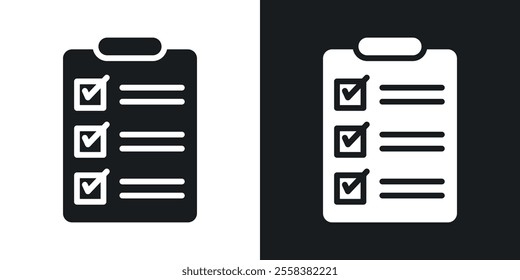 Clipboard icons in solid black and white colors