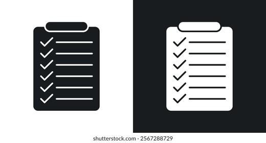 Clipboard icons in solid black and white colors