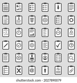Clipboard Icons. Sticker Design. Vector Illustration.