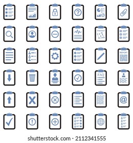 Clipboard Icons. Two Tone Flat Design. Vector Illustration.