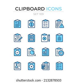 Clipboard icons. Vector line icons set. Premium quality. Simple thin line design. Modern outline symbols collection, pictograms.