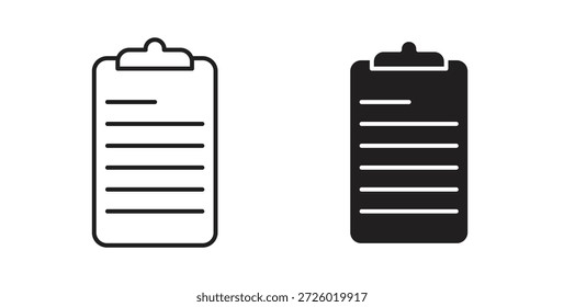 Símbolo de vetor de ícones da área de transferência com traçado editável e versões simples