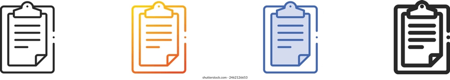 clipboard icon.Thin Linear, Gradient, Blue Stroke and bold Style Design Isolated On White Background