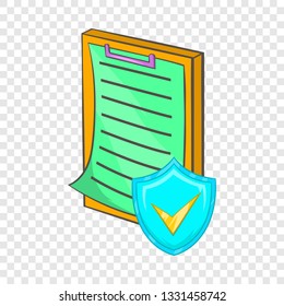 Clipboard with insurance form icon in cartoon style on a background for any web design 