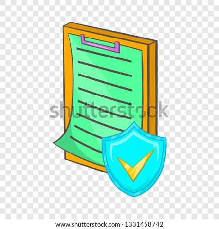 Clipboard with insurance form icon in cartoon style on a background for any web design 