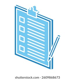 Clipboard isometric 3D dual tone icon, mini illustration. use for modern concept, print, UI, UX kit, web and app development. Vector EPS 10, related to learning and education, science