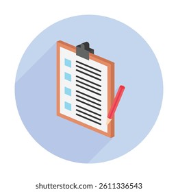 Clipboard isometric 3D icon, mini illustration. use for modern concept, print, UI, UX kit, web and app development. Vector EPS 10, related to learning and education, science