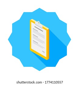 Clipboard Isometric left view icon vector isometric. Flat style vector illustration.