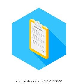Clipboard Isometric left view icon vector isometric. Flat style vector illustration.