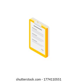 Clipboard Isometric left view - Shadow icon vector isometric. Flat style vector illustration.