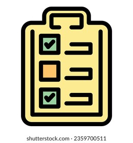 Clipboard learn icon outline vector. Training course. Class webinar color flat