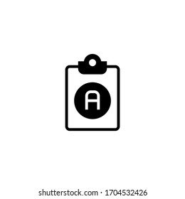 Portapapeles con letra un icono de vector en un icono de diseño plano sólido negro aislado en fondo blanco 