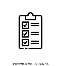 Clipboard line icon. Check mark, Plus, minus, add, delete, tick, cross, to do list, tablet, confirm, cancel. Vote concept. Vector black line icon on a white background