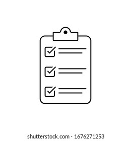 Clipboard line icon. Checklist icon isolated on background. Checklist sign symbol for web site and app design.