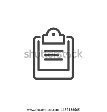 Clipboard line icon. Document for check-list, recipe, menu, business notes concept pictograph. Chancery office graphic logo. Vector illustration isolated on white background