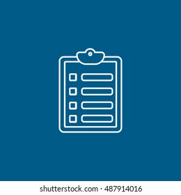 Clipboard Line Icon On Blue Background