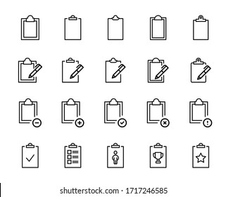 Clipboard line icon set. Collection of vector symbol in trendy flat style on white background. Web sings for design.