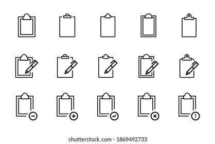 Symbol in der Zwischenablage. Sammlung von Vektorsymbol im trendigen, flachen Stil auf weißem Hintergrund. Web singt nach Design.