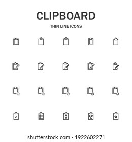 Clipboard line icon set. Collection of modern signs for web design and mobile app. Business pictograms. Black icon on white background. Collection of high-quality outline logo
