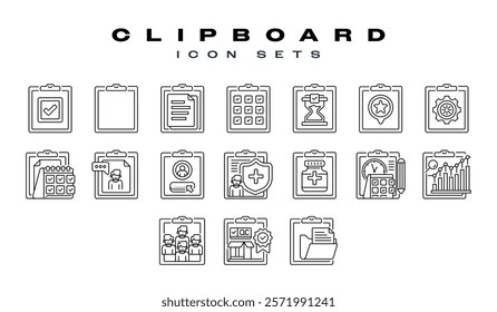 Clipboard line icon set icon. Universal creative premium symbol. Vector sign icon logo template. Vector illustration