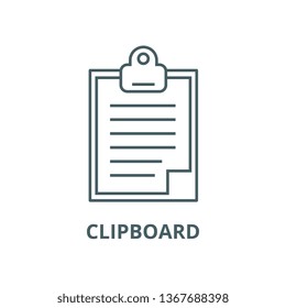 Clipboard line icon, vector. Clipboard outline sign, concept symbol, flat illustration