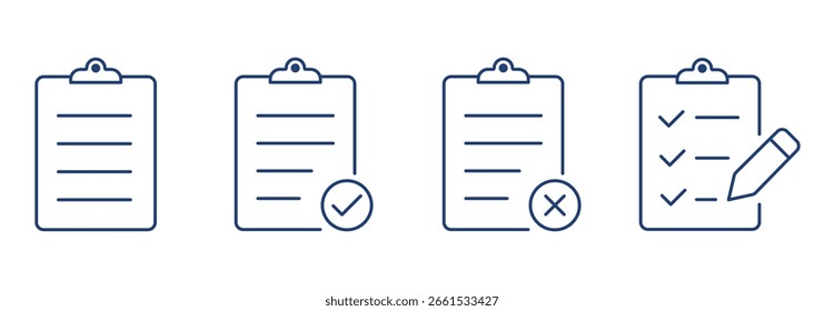 Ícone da linha da área de transferência com fundo branco. Ícone da linha da tarefa símbolo vetorial ilustração de estoque.
