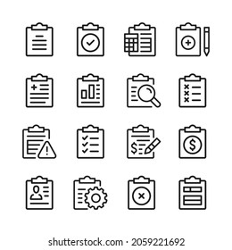 Clipboard line icons set. Modern graphic design concepts, simple outline elements collection. Vector line icons