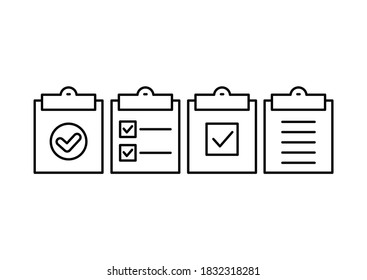 conjunto de vectores de iconos de línea del portapapeles