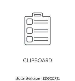 Clipboard linear icon. Clipboard concept stroke symbol design. Thin graphic elements vector illustration, outline pattern on a white background, eps 10.