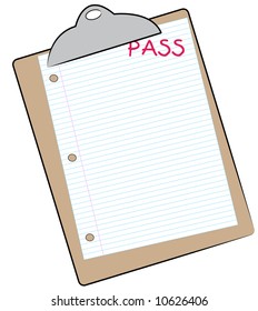 clipboard with lined paper marked pass - making the grade - vector