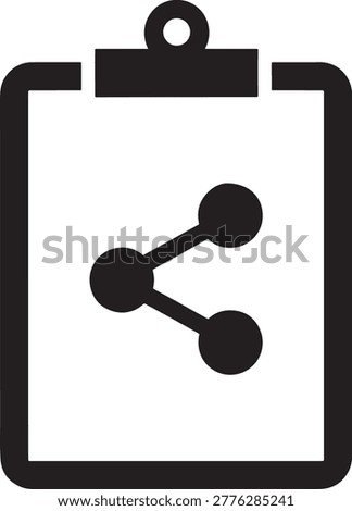 A clipboard with a link symbol on a paper note, representing connection, sharing and communication