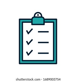 Clipboard, list with check mark icon vector