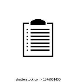 Clipboard List, Checklist Document. Flat Vector Icon illustration. Simple black symbol on white background. Clipboard List, Checklist Document sign design template for web and mobile UI element