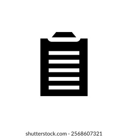 Clipboard List, Checklist Solid Flat Vector Icon Isolated on White Background.