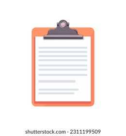 Clipboard list icon in flat style on white background. Vector illustration