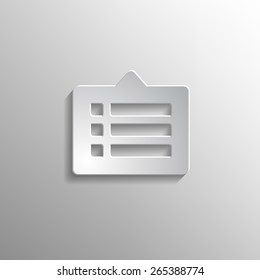 Clipboard  list icon with shadow - Pictograph of checklist