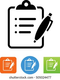 Clipboard With List And Pen Icon