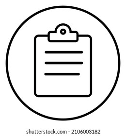 Icono de línea de vista de lista del portapapeles dentro del círculo, documento aprobado, lista de elementos, iconos de línea.