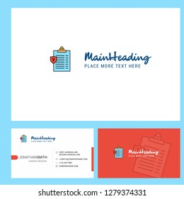 Clipboard Logo design with Tagline & Front and Back Busienss Card Template. Vector Creative Design