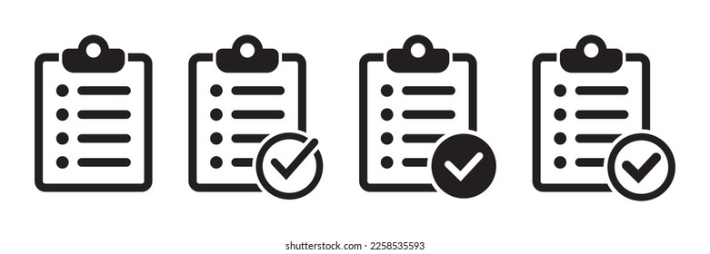 Clipboard with mark icon in flat style isolated on background. Checklist sign symbol for web site and app design.